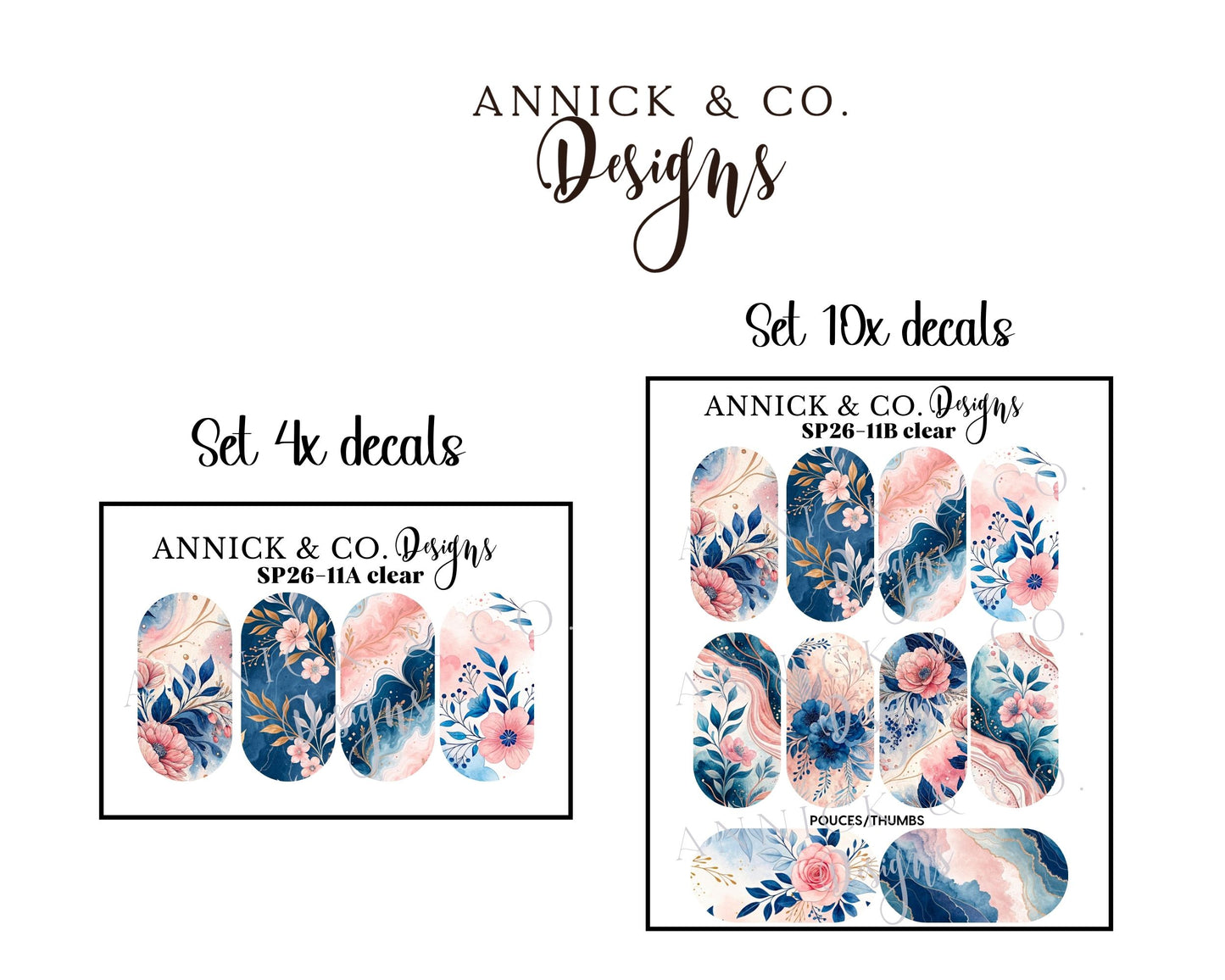 Spring Floral Waterslide Nail Decals, Nail Art Stickers for DIY Manicure, Gel, Acrylic & Natural Nails