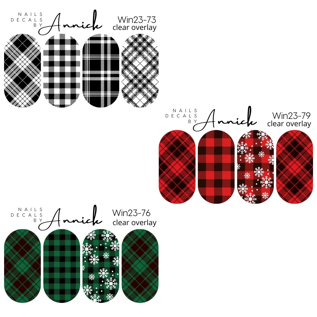 PLAID CHRISTMAS /WINTER waterdecals for nails www.annickco.ca