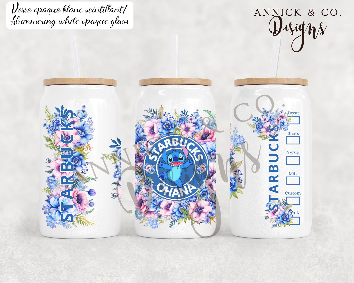 Stitch Starbucks 16oz Iced Coffee Glass/Tumbler