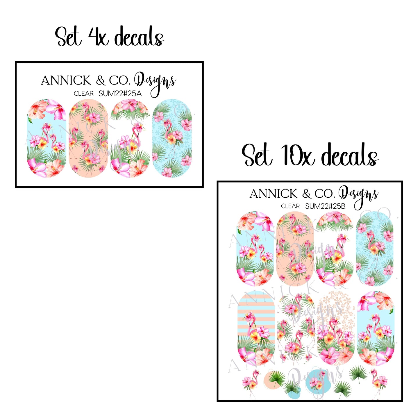 PINK FLAMINGO nails decals www.annickco.ca
