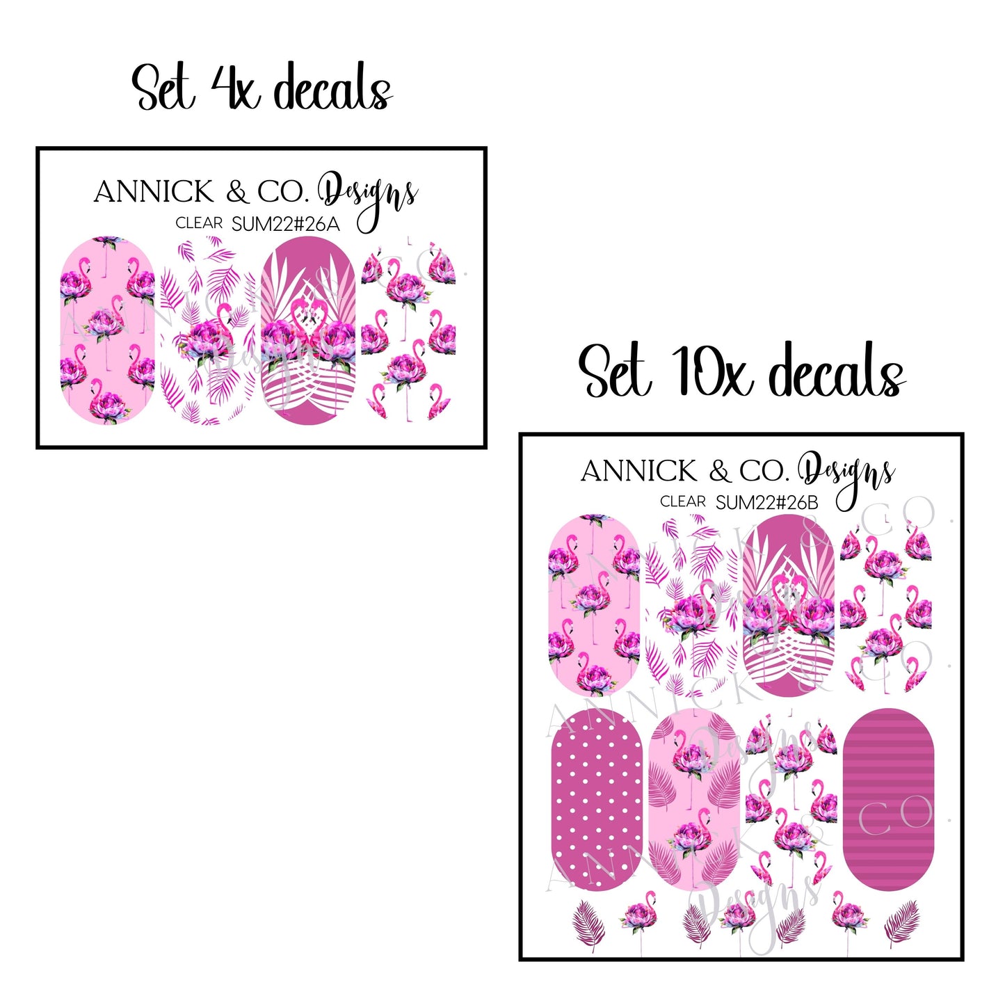 PINK FLAMINGO nails decals www.annickco.ca
