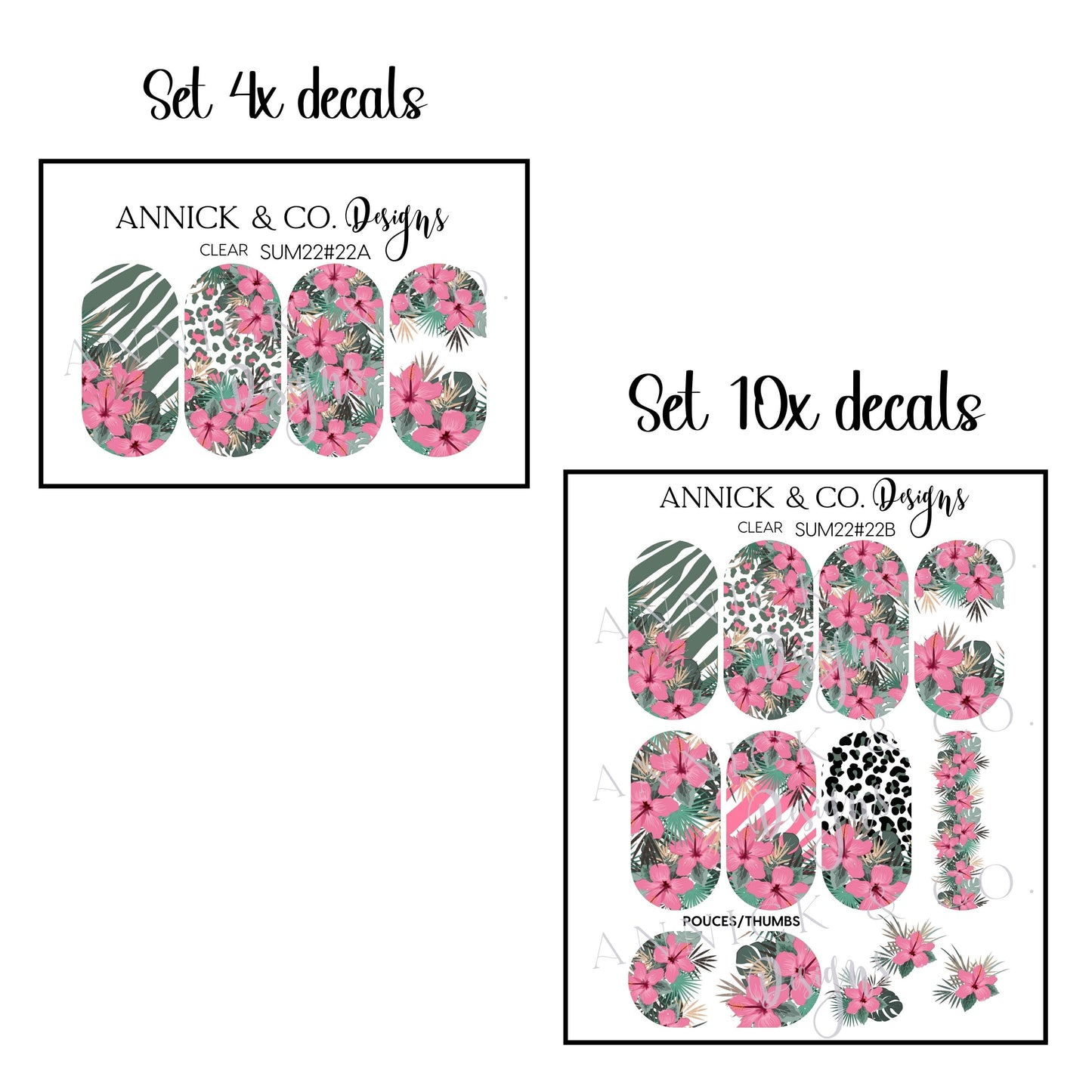 SUMMER HIBISCUS NAILS DECALS www.annickco.ca