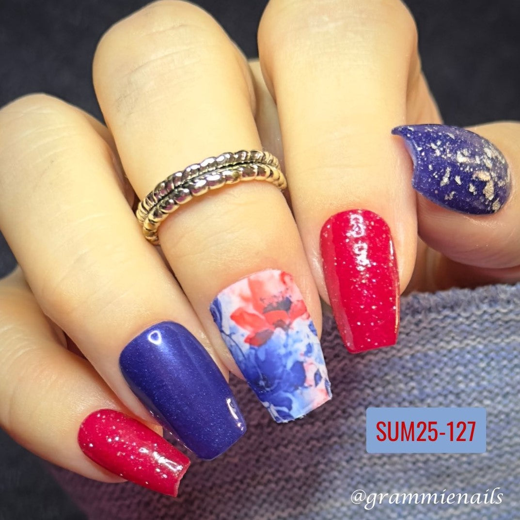 Nail decal bright summer flowers