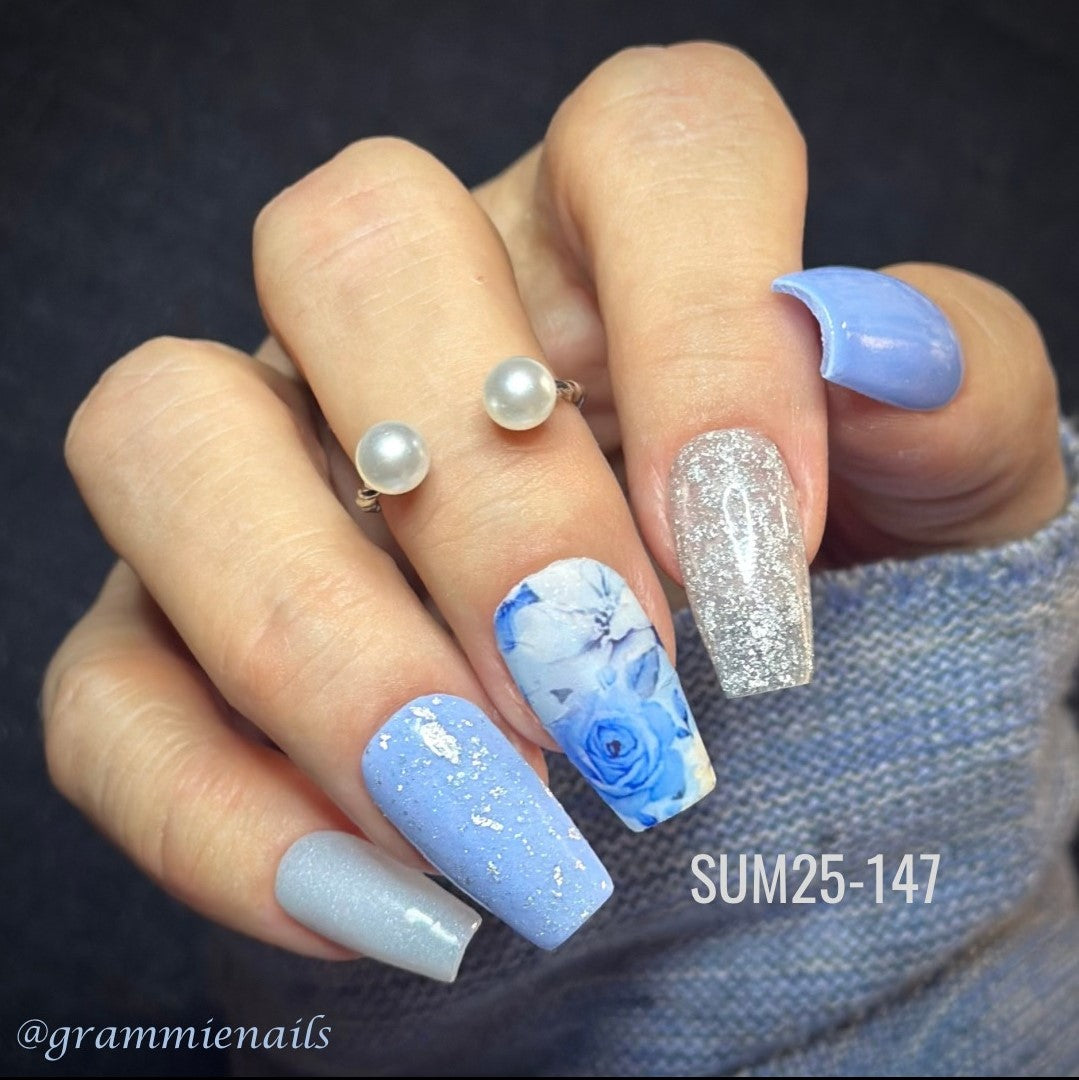 Nail decal bright summer flowers