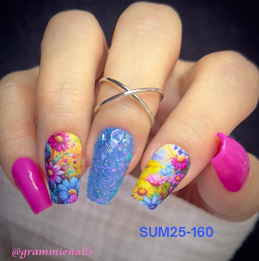 Nail decal bright summer flowers
