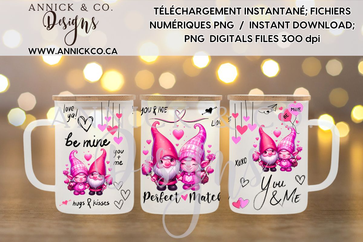 Nain de St-Valentin rose wrap 16oz - Fichier numérique PNG