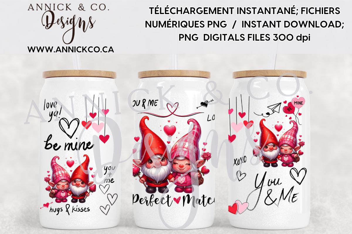 Nain de St-Valentin wrap 16oz - Fichier numérique PNG