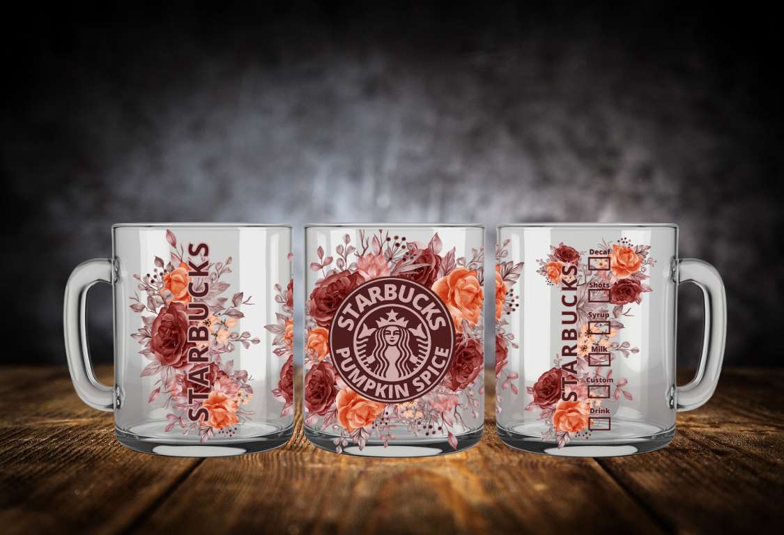 Tasse double parois à fleurs Pumpkins spice STARBUCKS with flowers 15oz double walled mug
