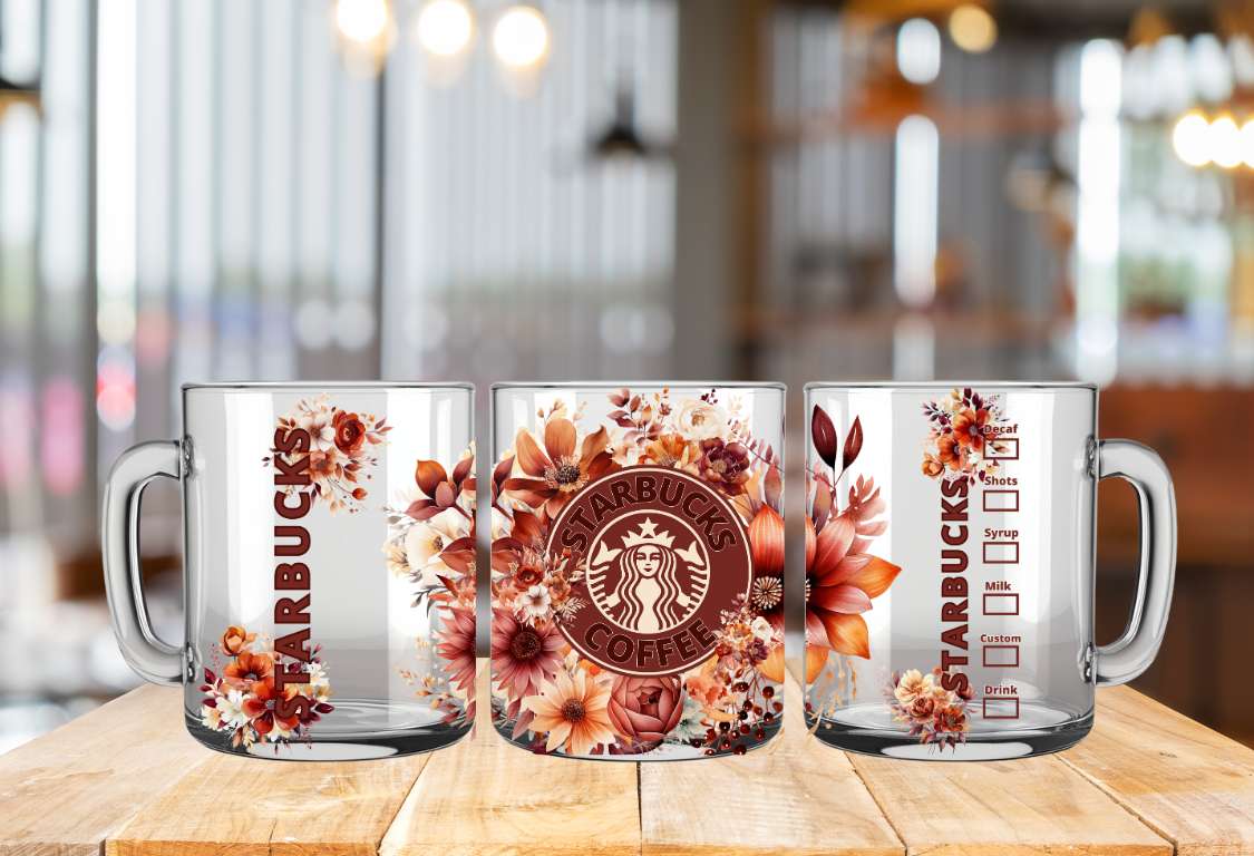 Tasse double parois bouquet d'automne STARBUCKS with fall flowers 15oz double walled mug
