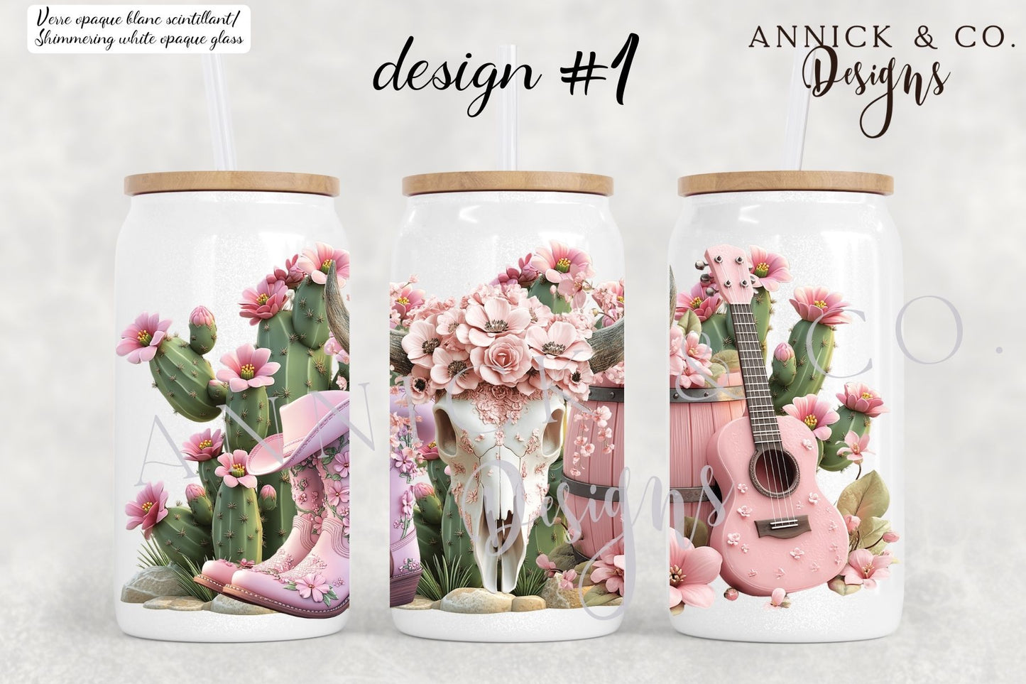Gobelet à café glacé 16oz ou tasse givré de 15oz Western et Cactus