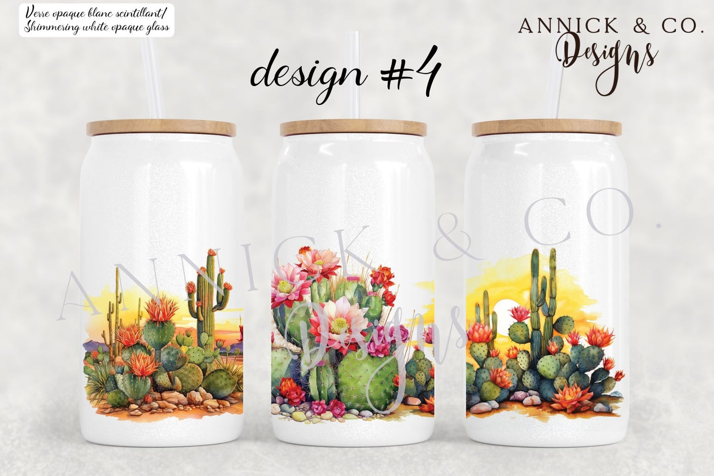 Gobelet à café glacé 16oz ou tasse givré de 15oz Western et Cactus