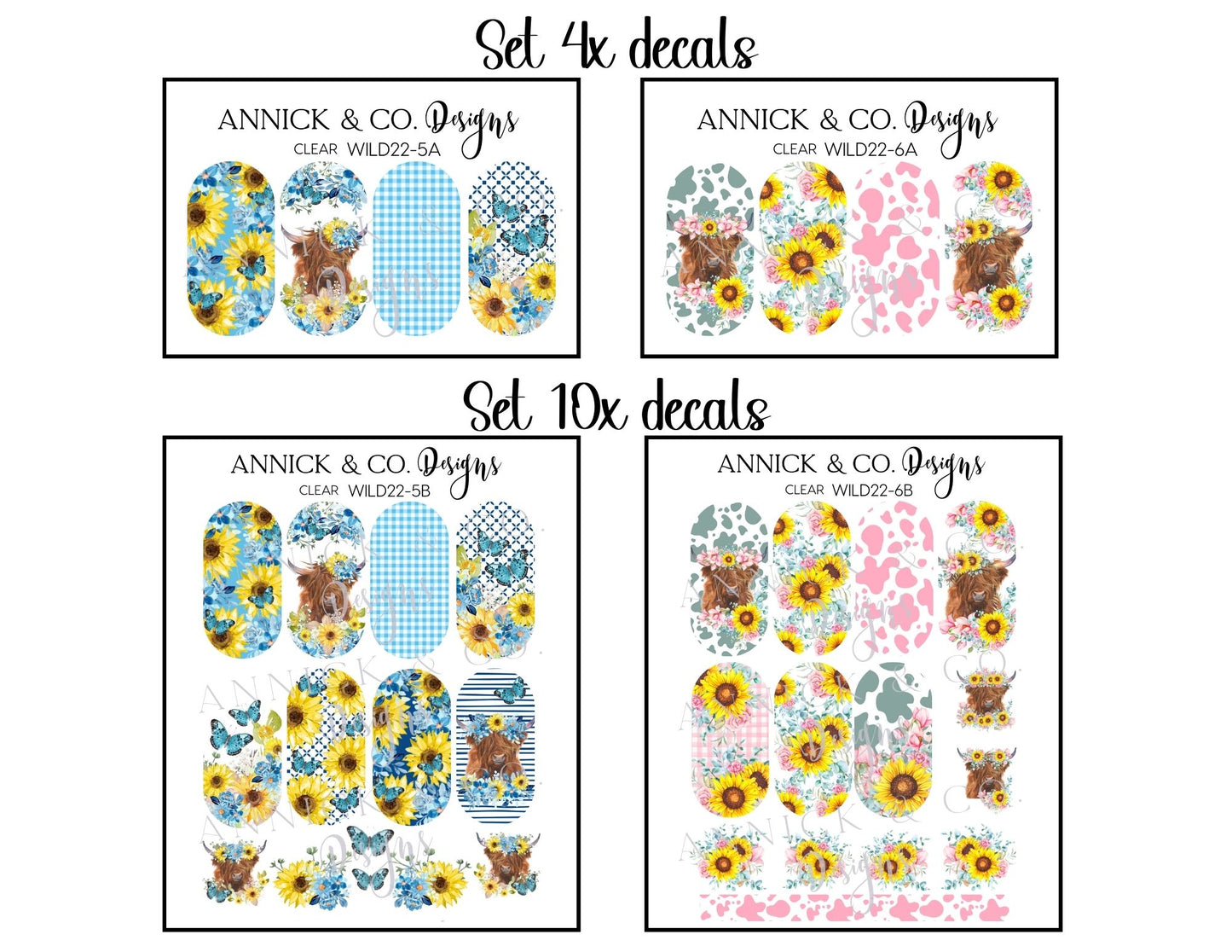 Cute cow Nails decals www.annickco.ca