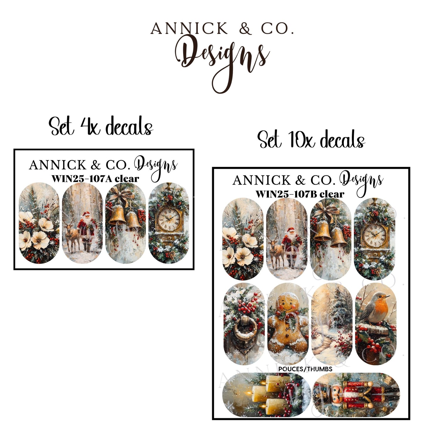 Winter flowers waterslide decals for nails