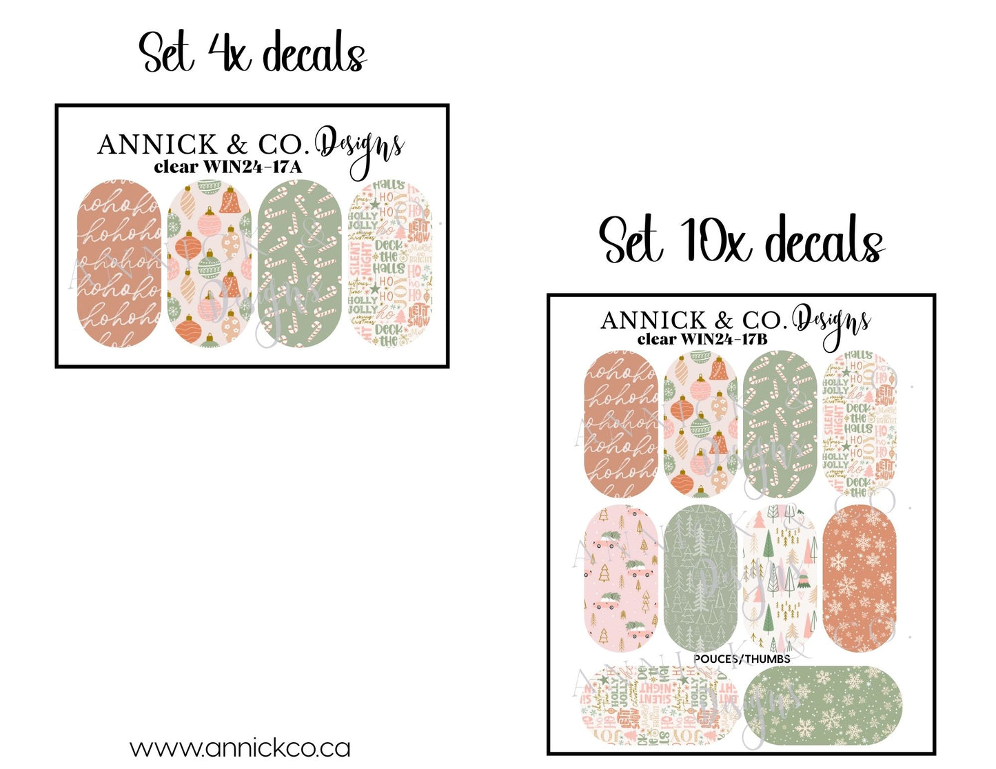 Chritmas and Winter festivites waterslide decals for nails