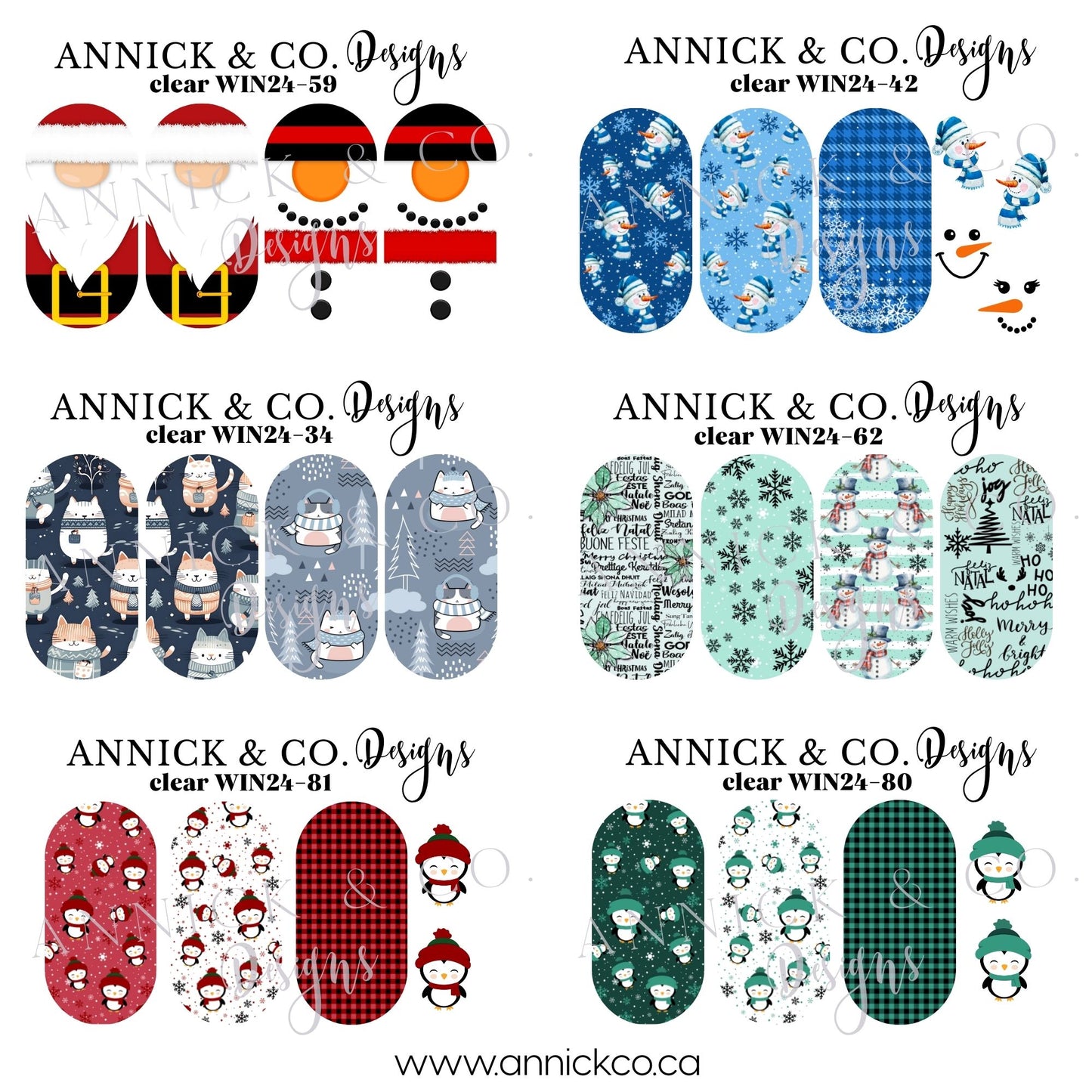 Winter festivities waterslide decals for nails