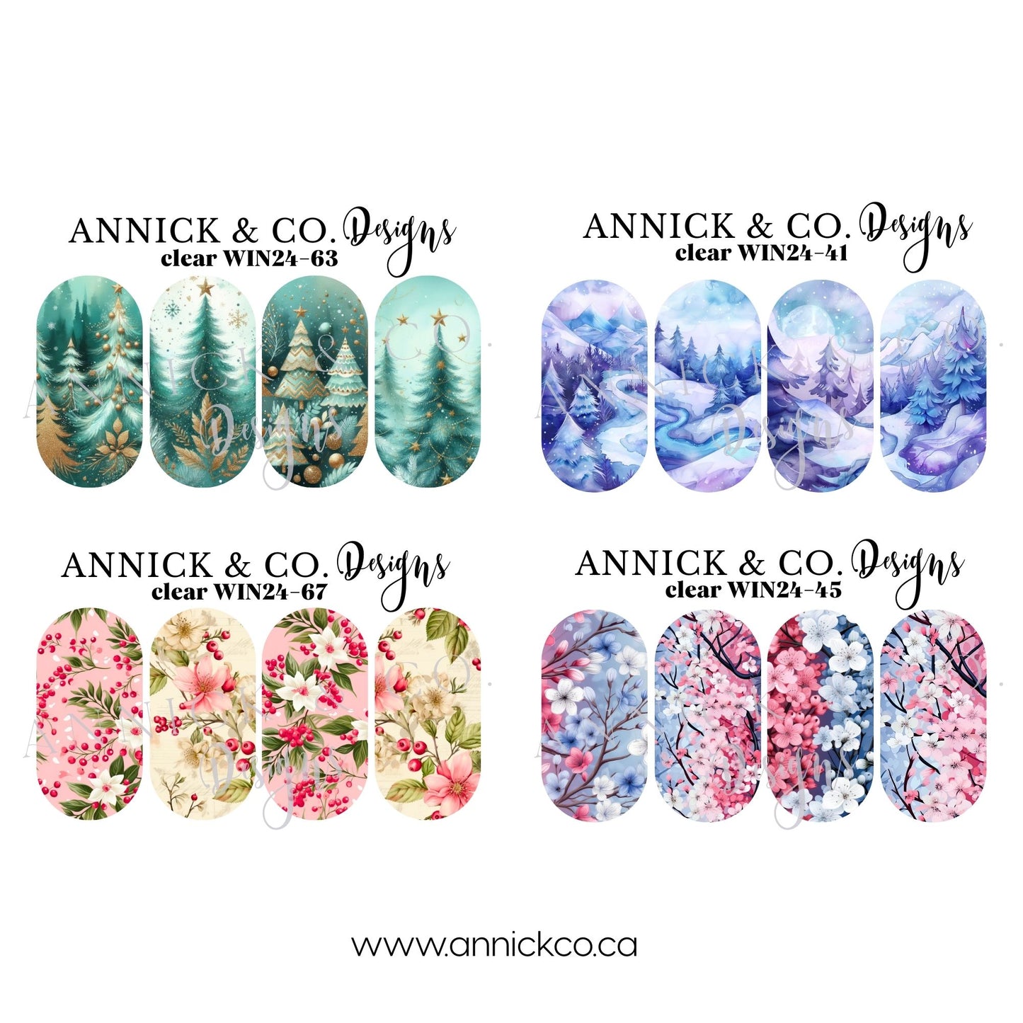 Winter waterslide decals for nails