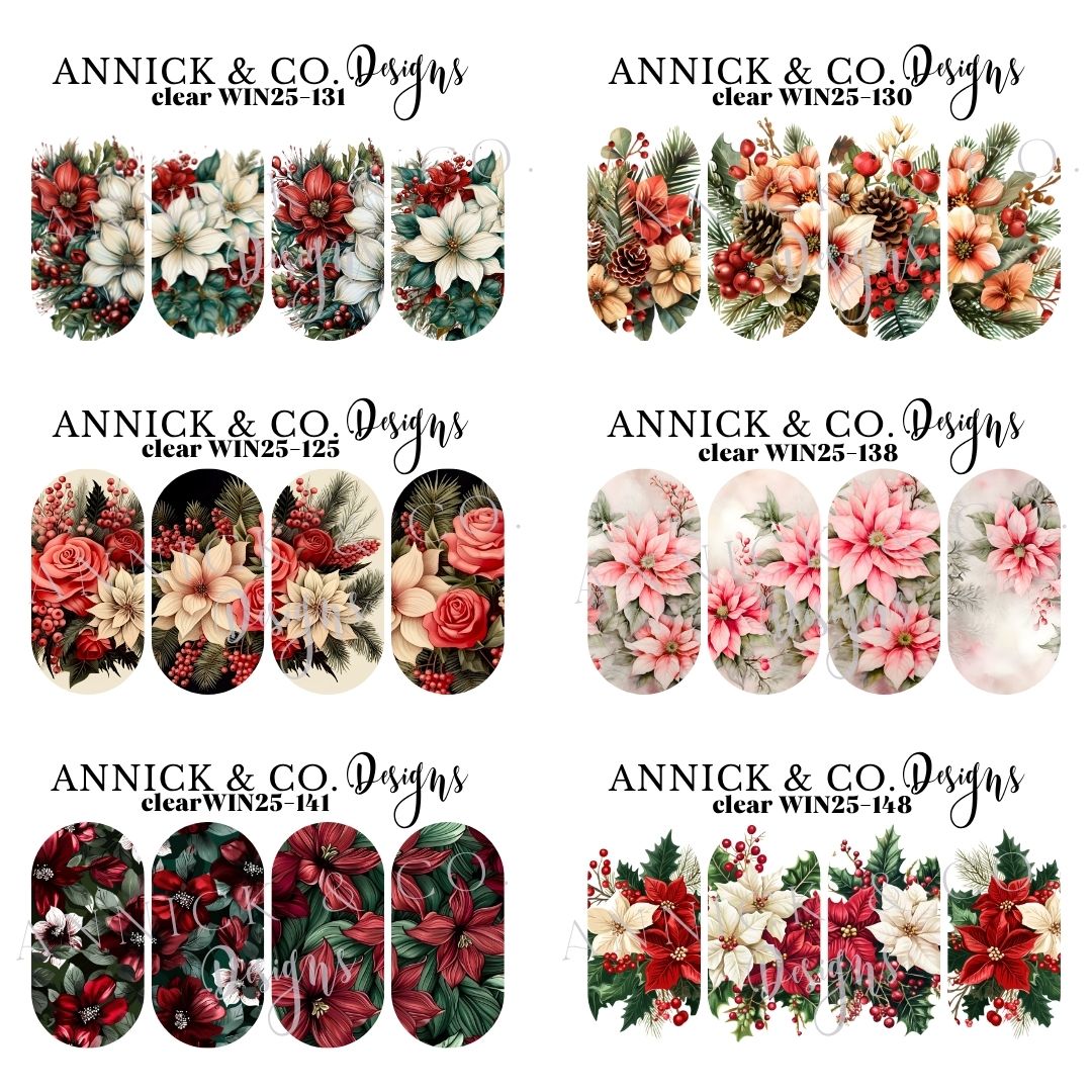 POINSETTIAS Waterslide nails decals