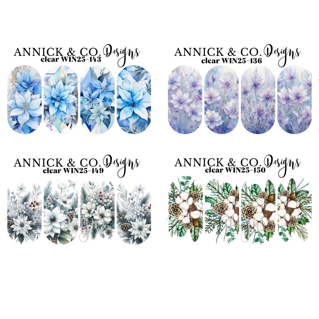 Winter flowers waterslide nails decals