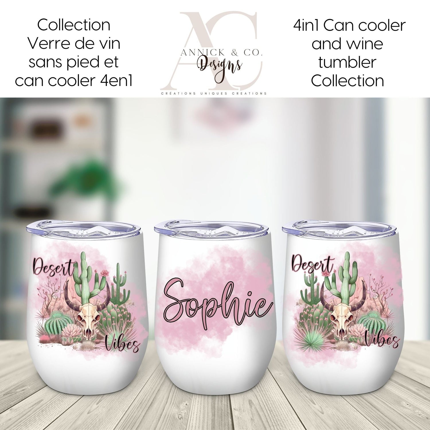 4 en 1 Refroidisseur (can cooler) et Verre à vin sans pied