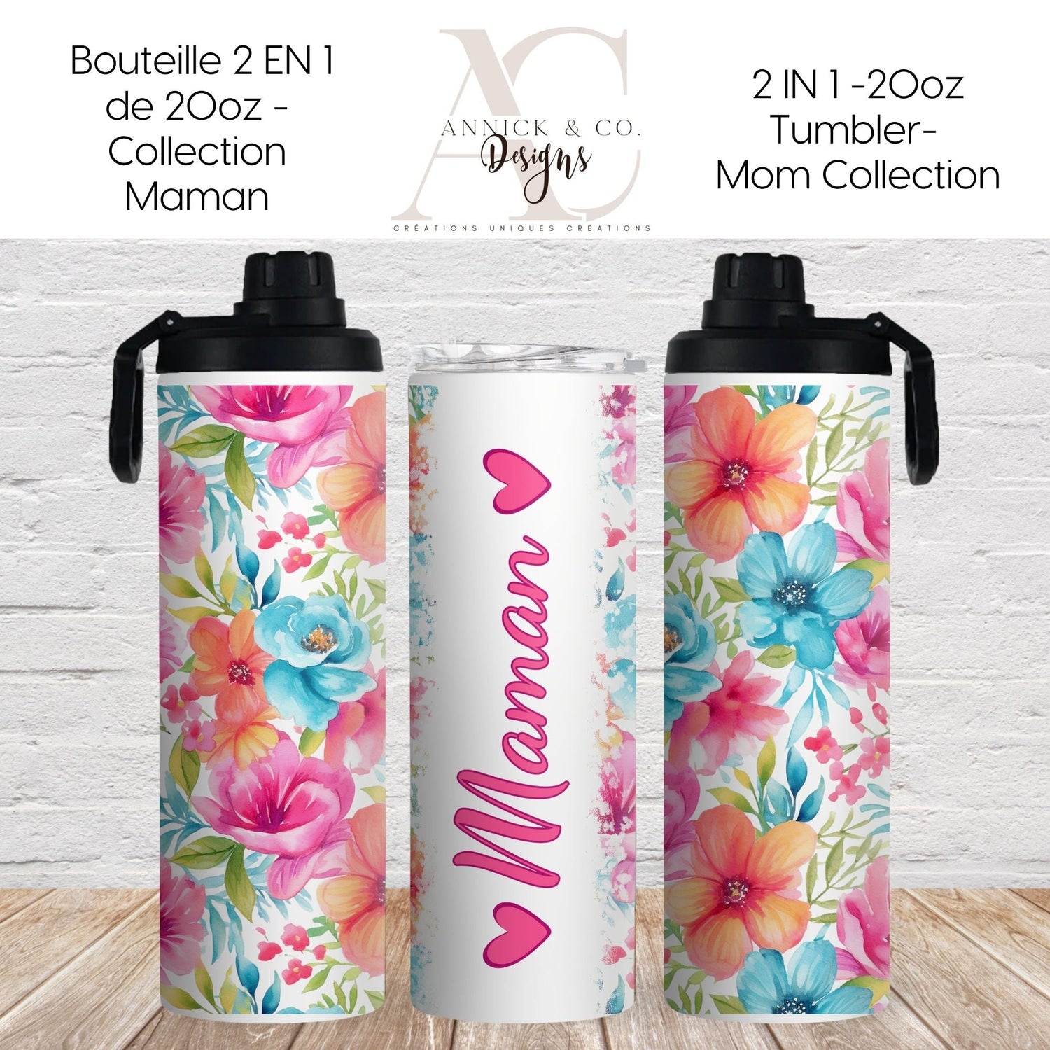 Bouteille 2 EN 1 de 20oz- Collection Maman