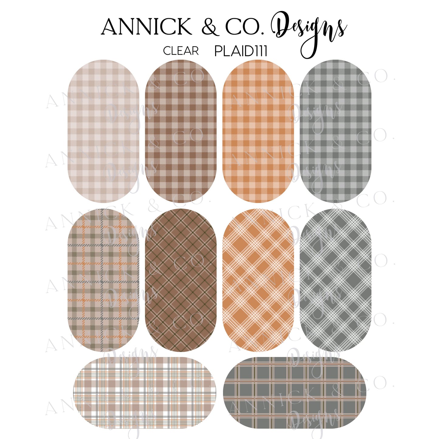 PLAID Water Transfer Nail Decals