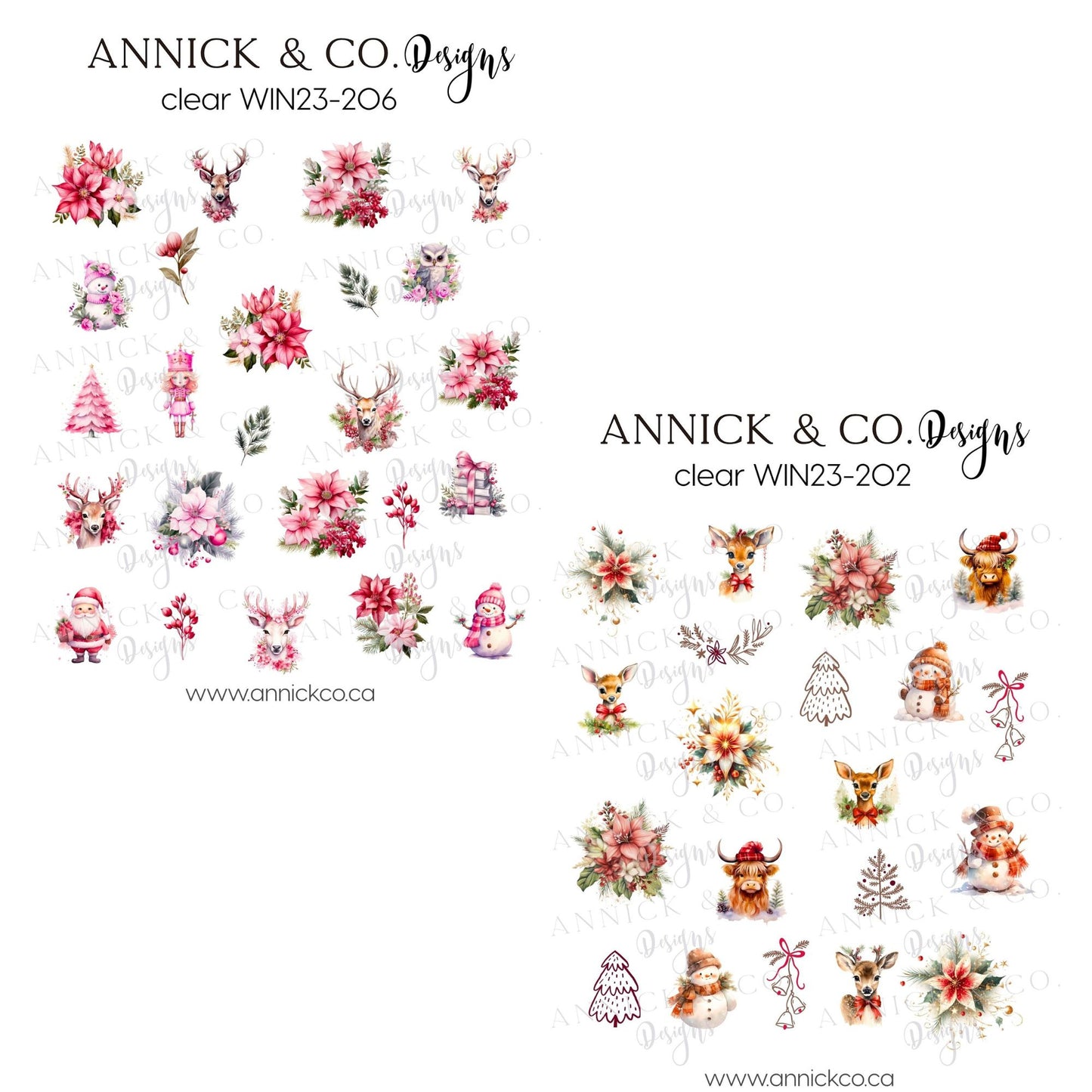 Winter waterslide nails decals 