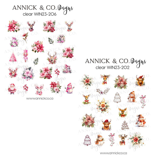 Winter waterslide nails decals 