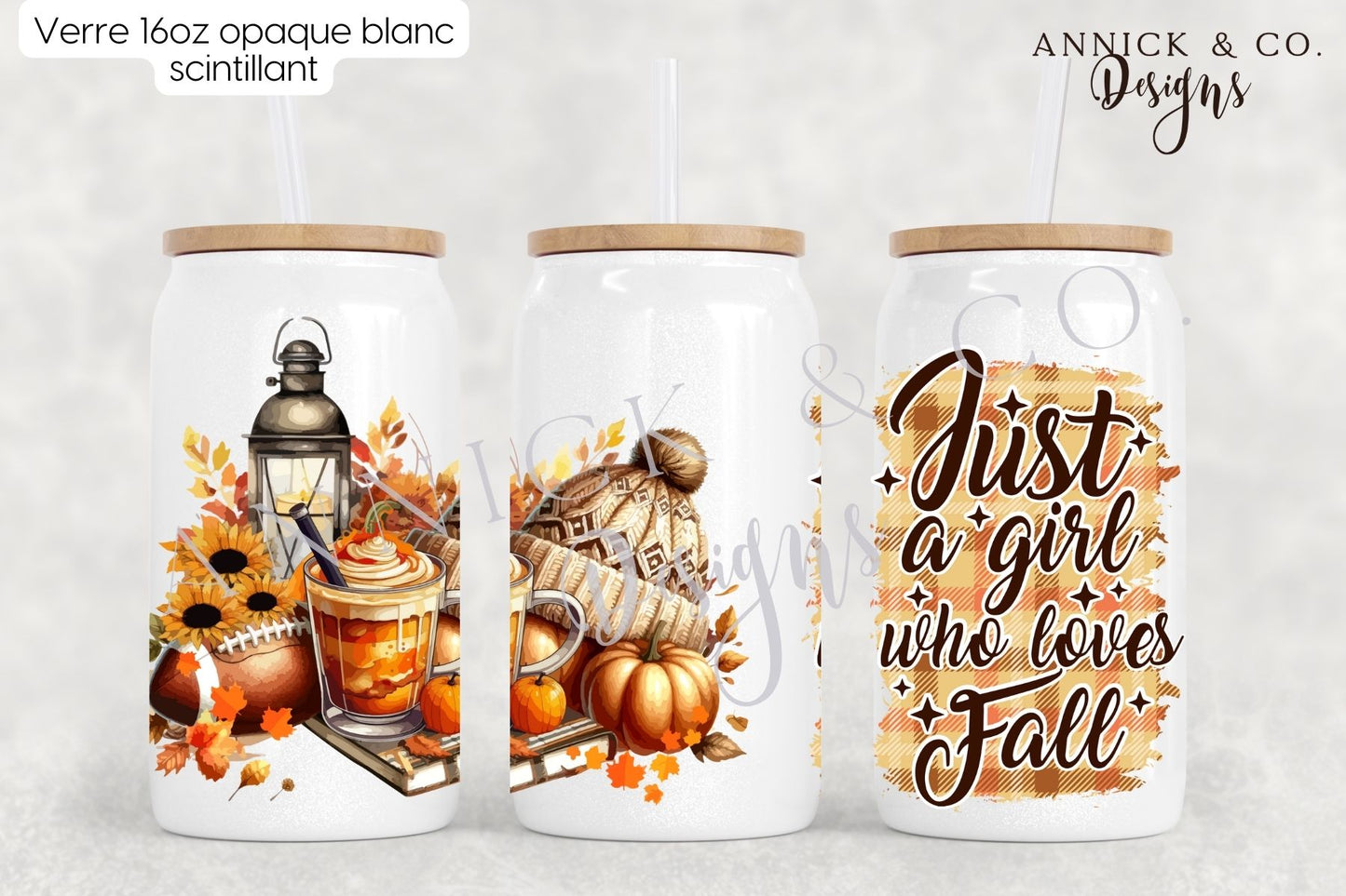 16oz Iced Coffee Tumbler Just a girl who love fall
