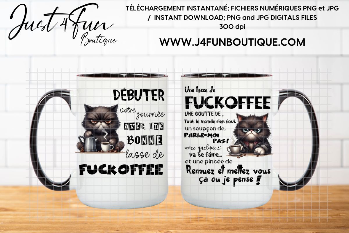 Fuckoffee Chat grincheux fichier png  www.annickco.ca