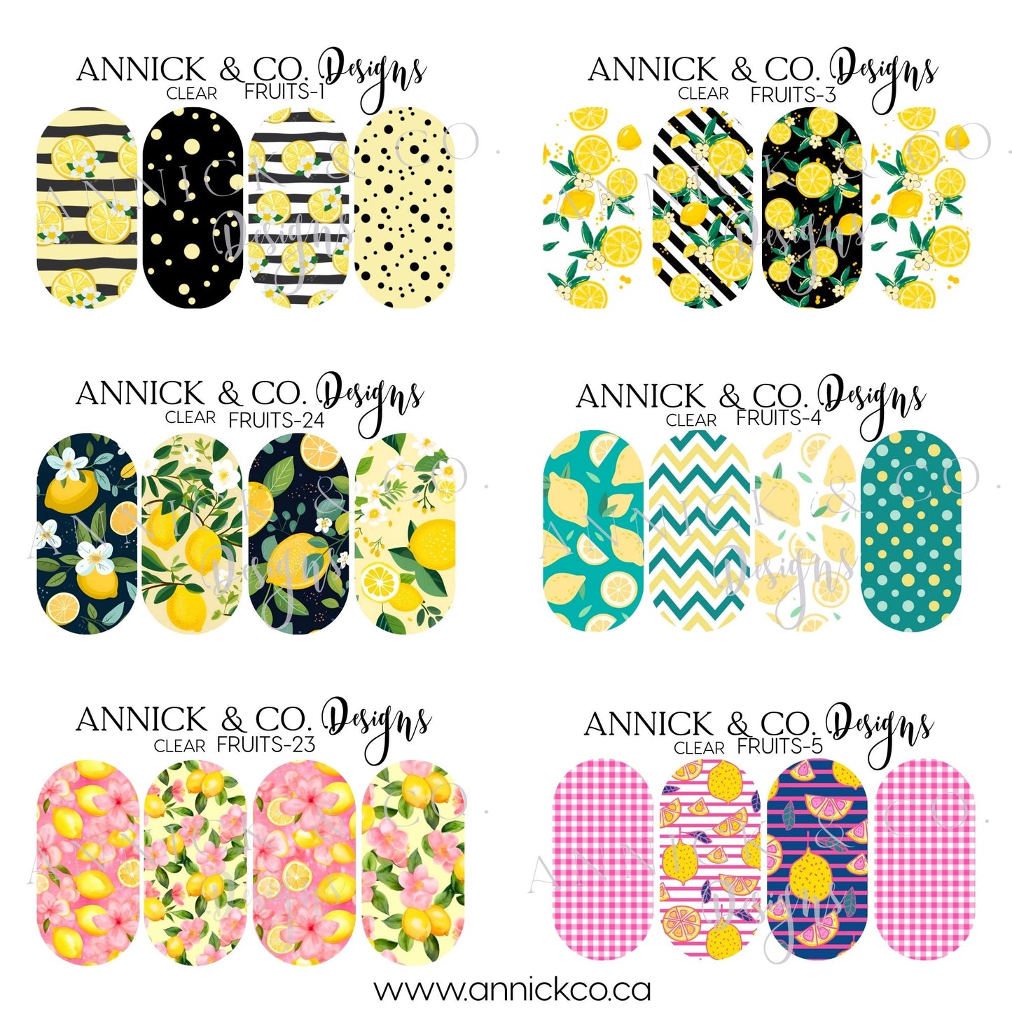 Cute lemons and pink limonade nails decals 