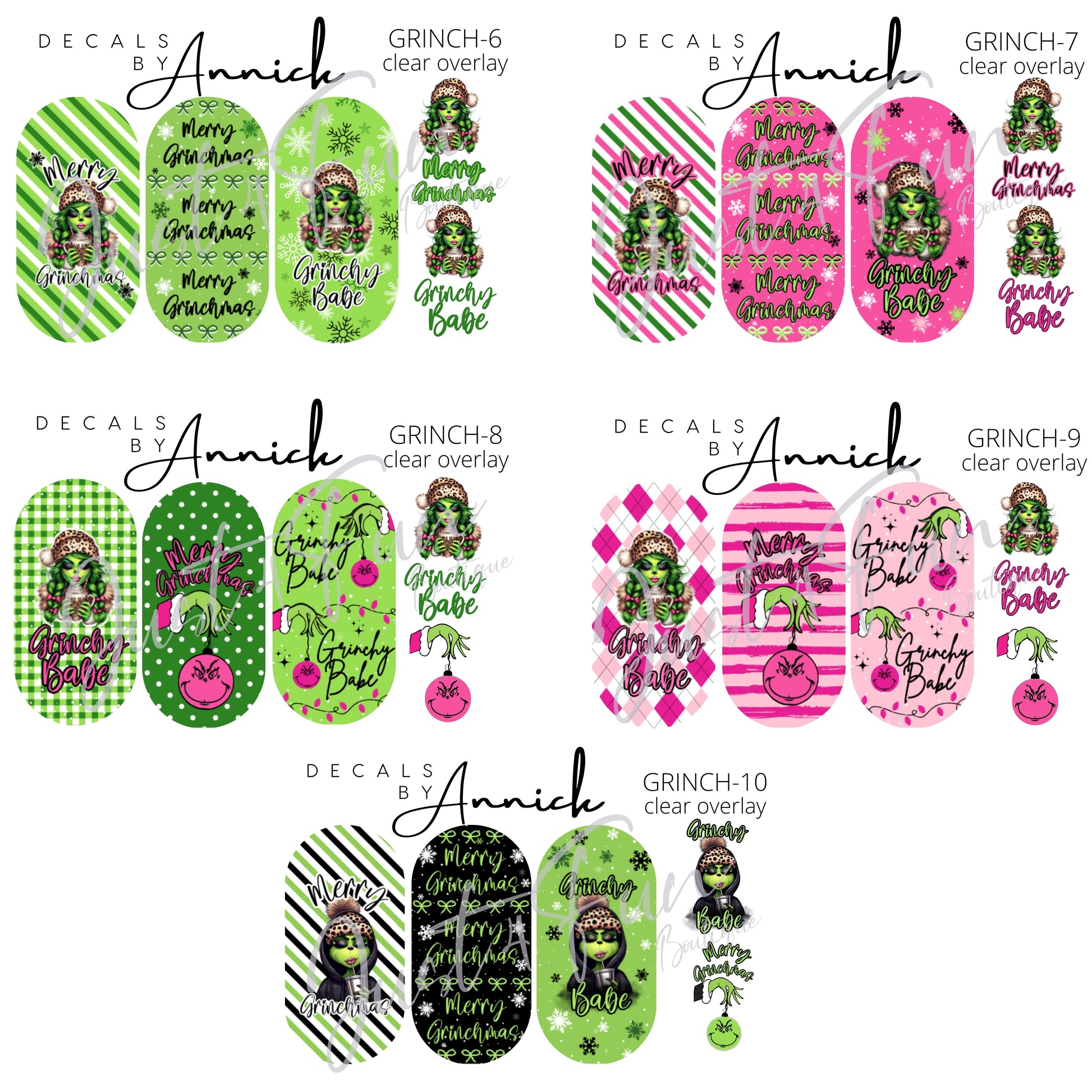 MERRY GRINCHMAS (The Grinch) Nails decals www.annickco.ca