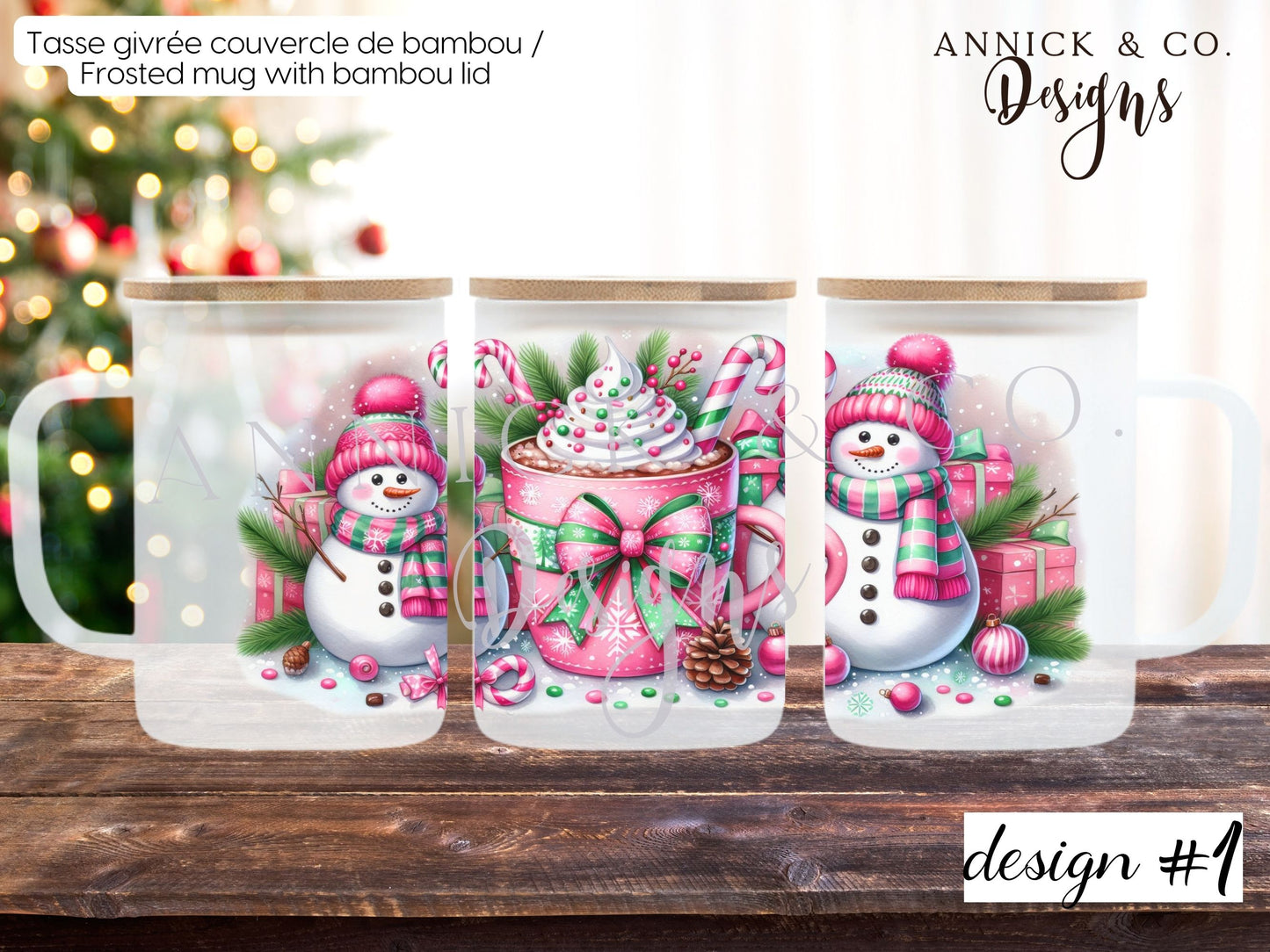 16oz Iced Coffee Tumbler or 15oz Frosted Mug cute SNOWMAN