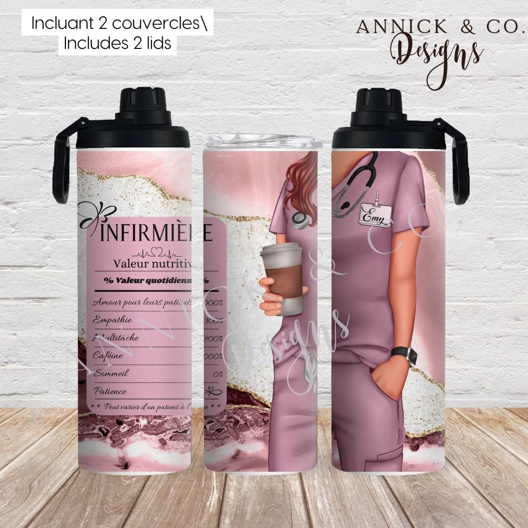 INFIRMIÈRE/NURSE 2IN1 custom sport bottle. www.annickco.ca