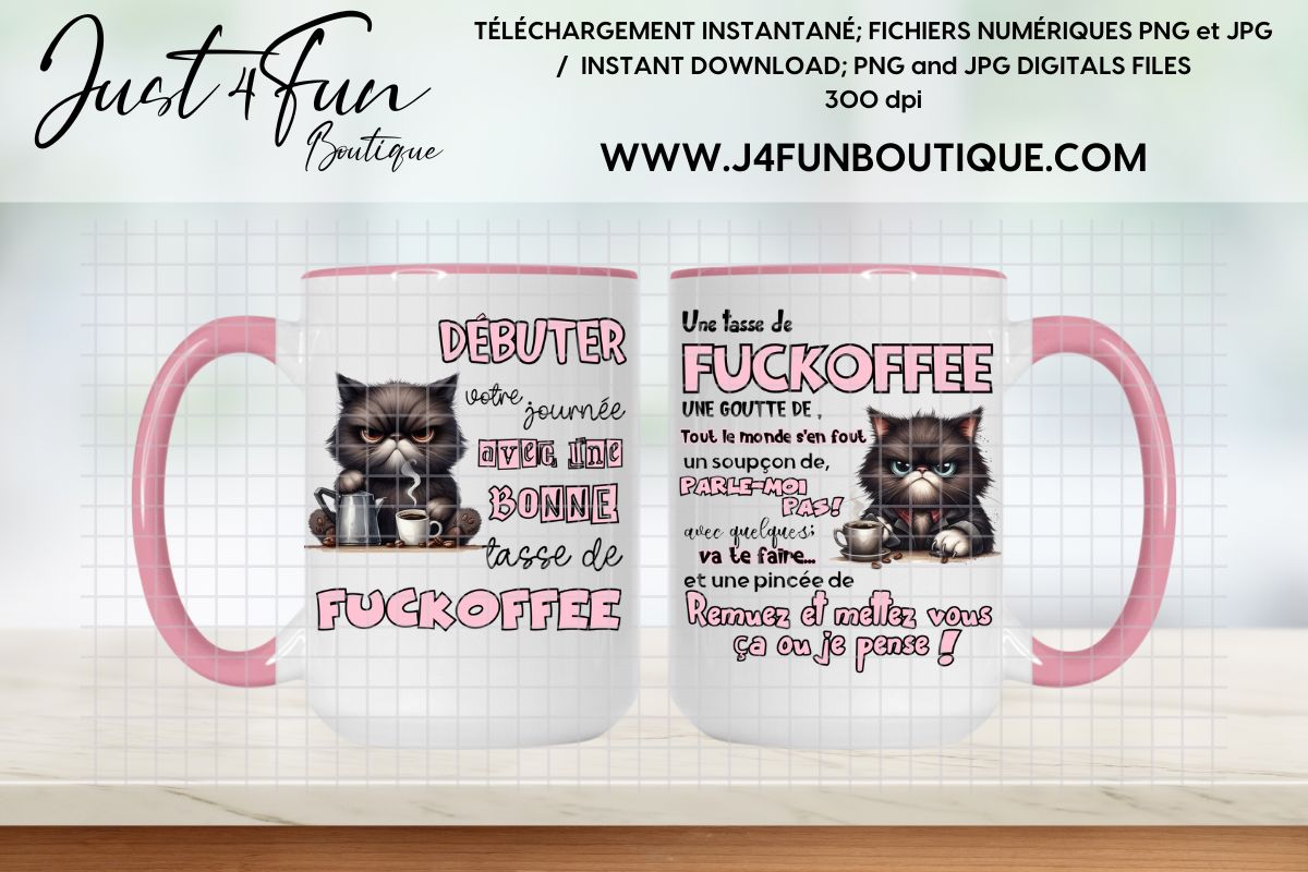 Fuckoffee Chat grincheux fichier png  www.annickco.ca