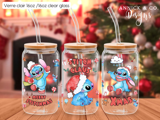 STITCH CLAUS 16oz Iced Coffee Glass