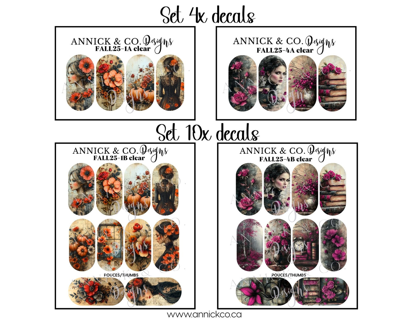 Décalques à transfert d'eau pour ongles citrouilles et decor automnale