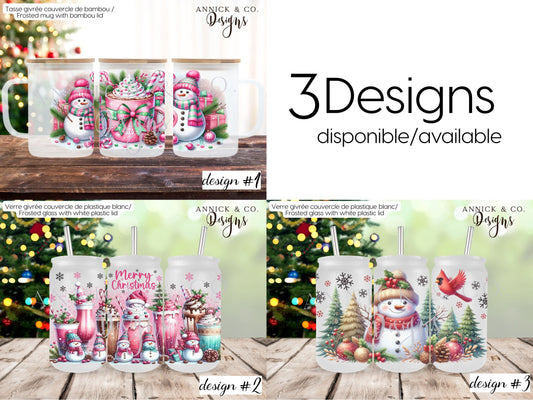 16oz Iced Coffee Tumbler or 15oz Frosted Mug cute SNOWMAN