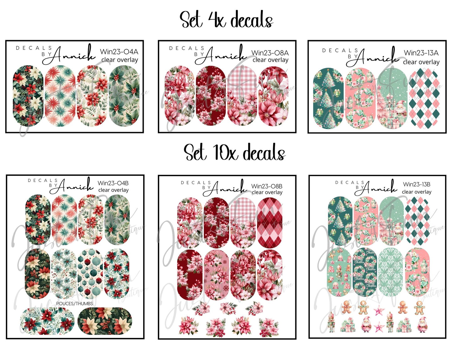 Winter Flowers decals for nails www.annickco.ca