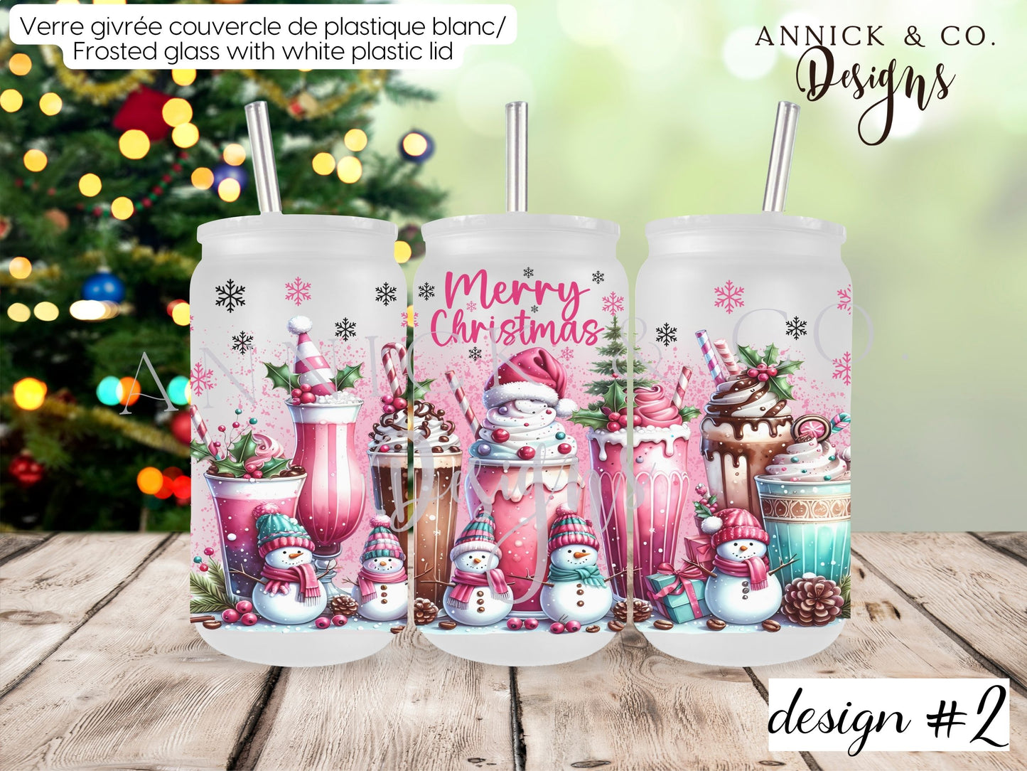16oz Iced Coffee Tumbler or 15oz Frosted Mug cute SNOWMAN