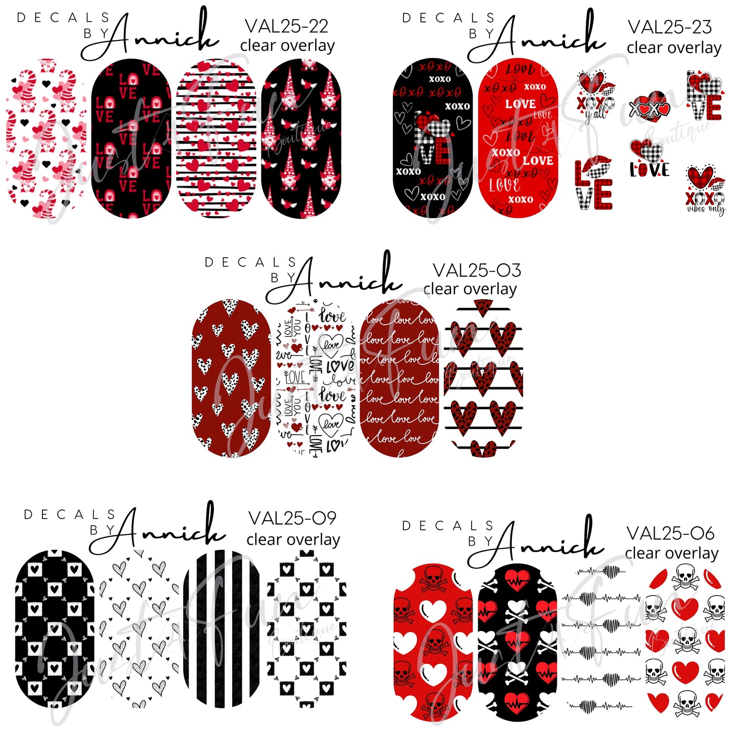 Valentine's Day decals for nails www.annickco.ca