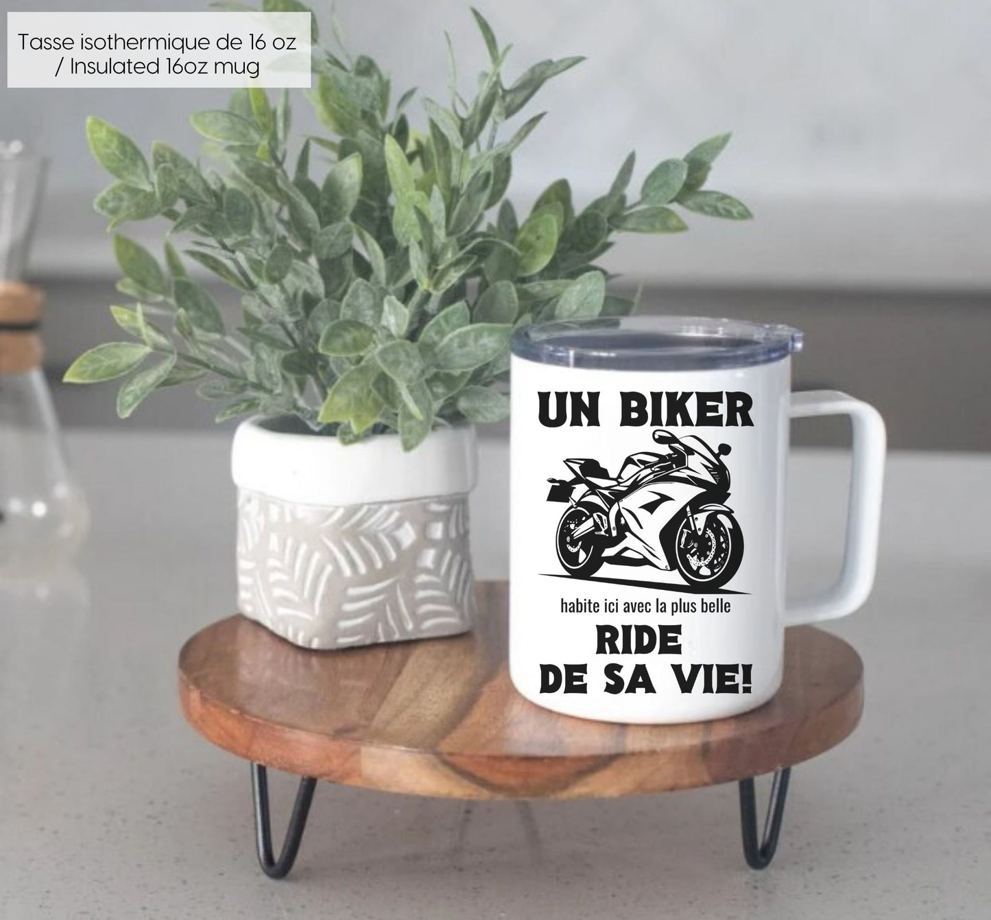 A Biker lives here Mug 