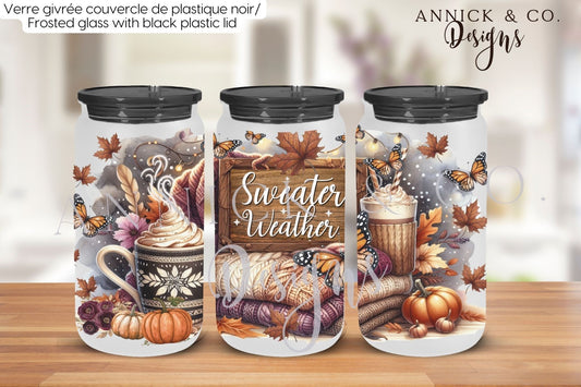 16oz Iced Coffee Mug Sweater Weather