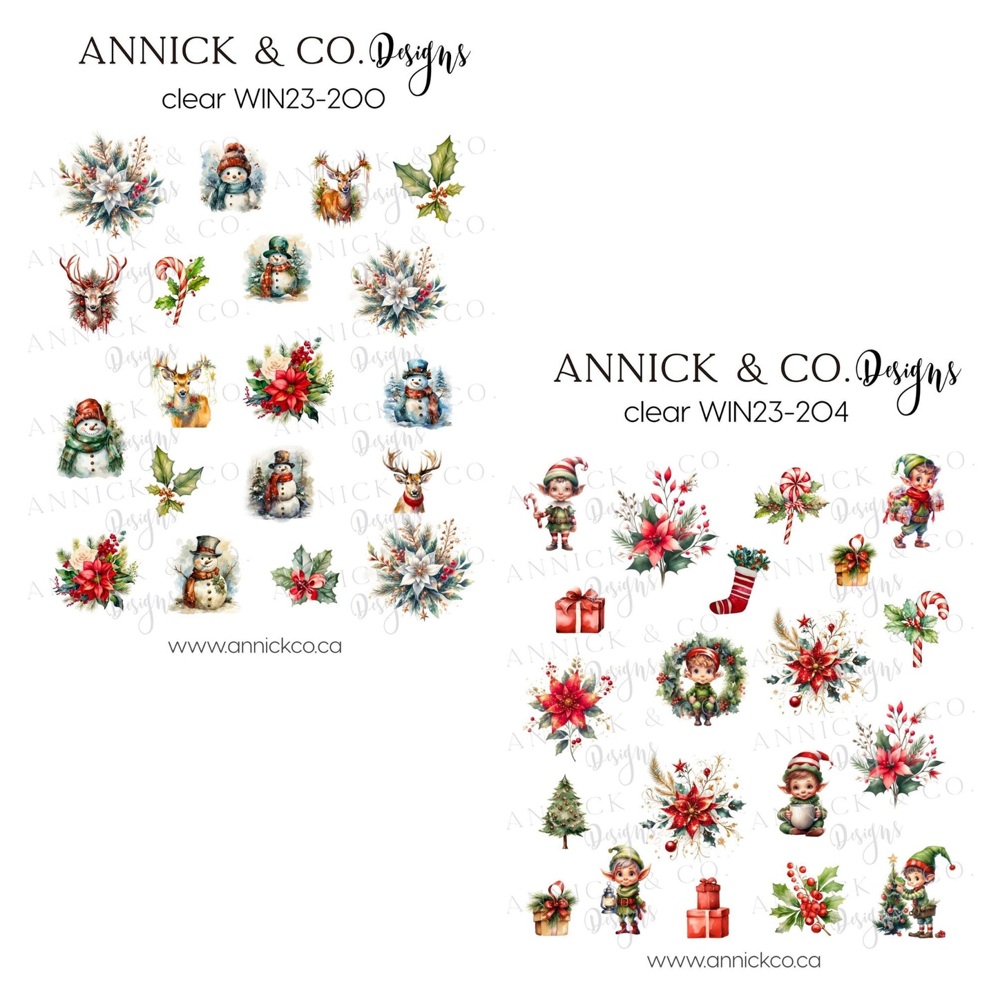 Winter waterslide nails decals 