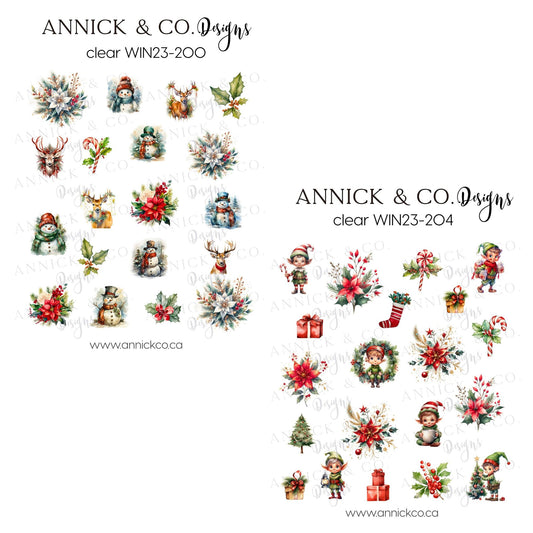 Winter waterslide nails decals 