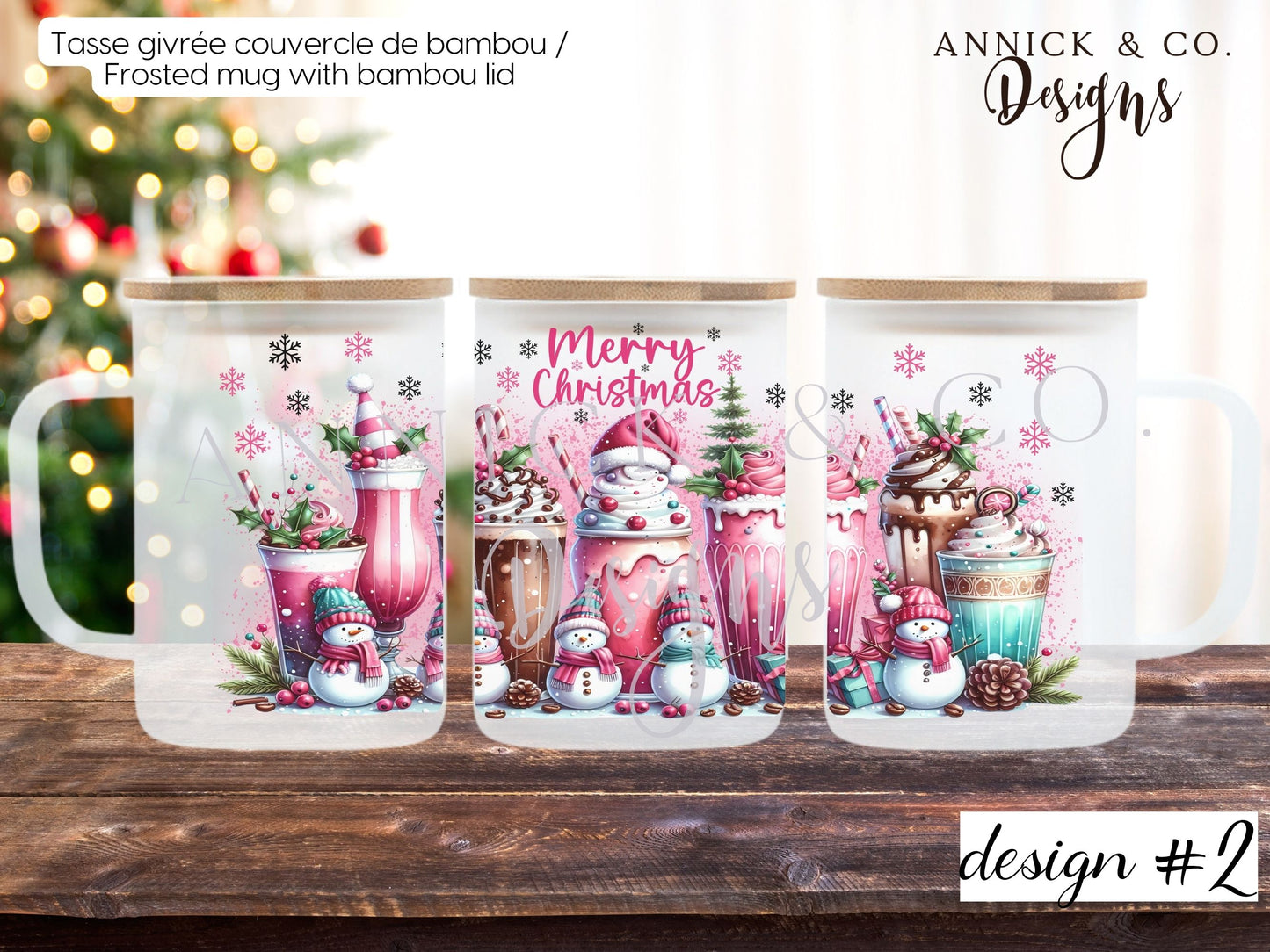 16oz Iced Coffee Tumbler or 15oz Frosted Mug cute SNOWMAN