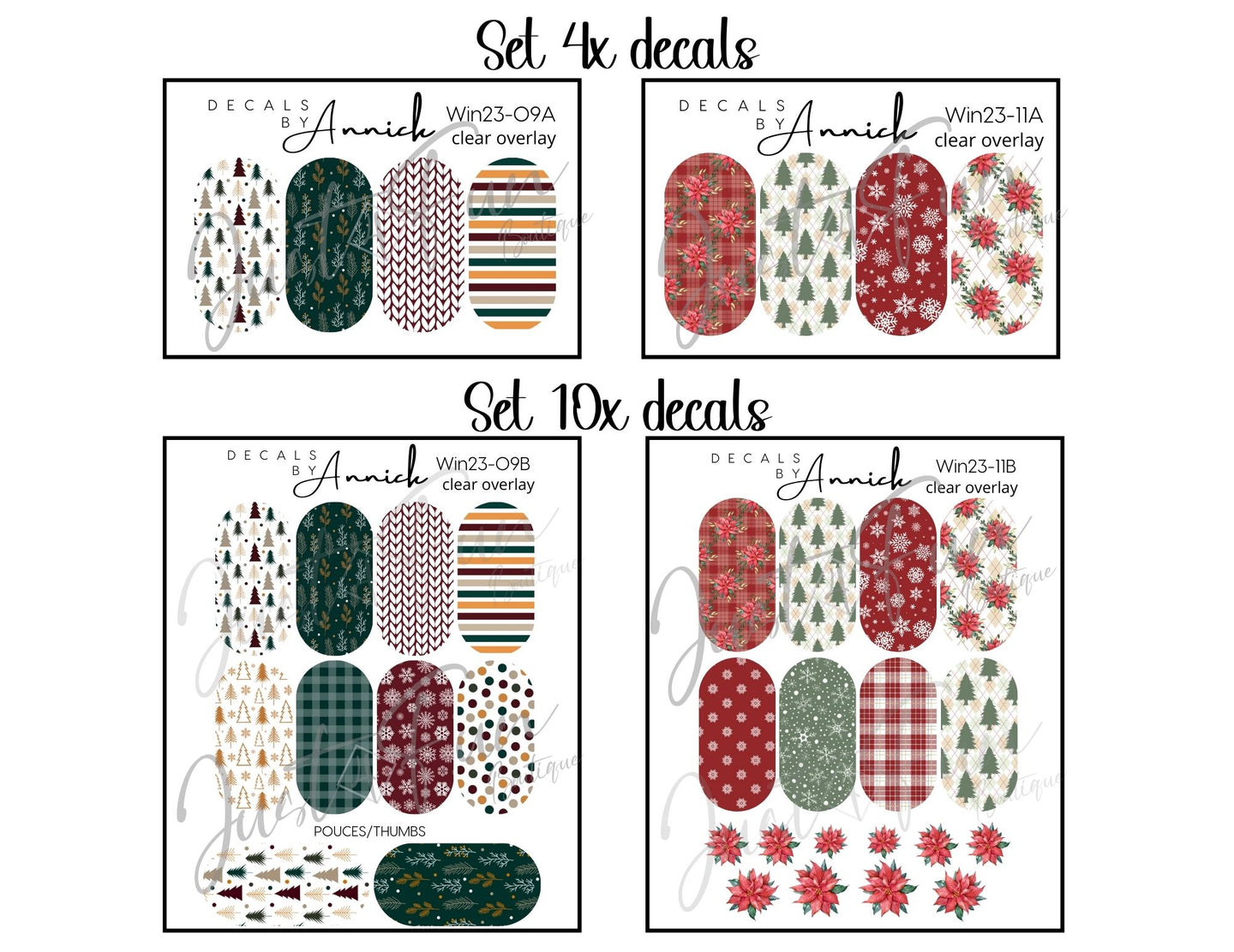 Winter Christmas decals for nails www.annickco.ca