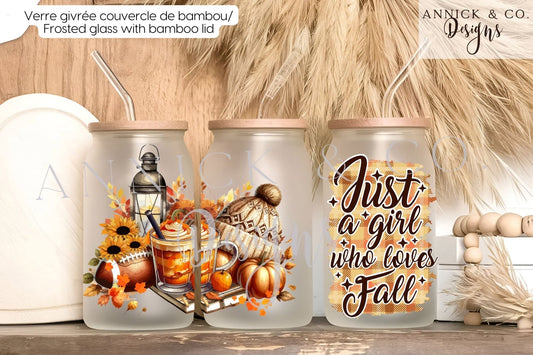 16oz Iced Coffee Tumbler Just a girl who love fall