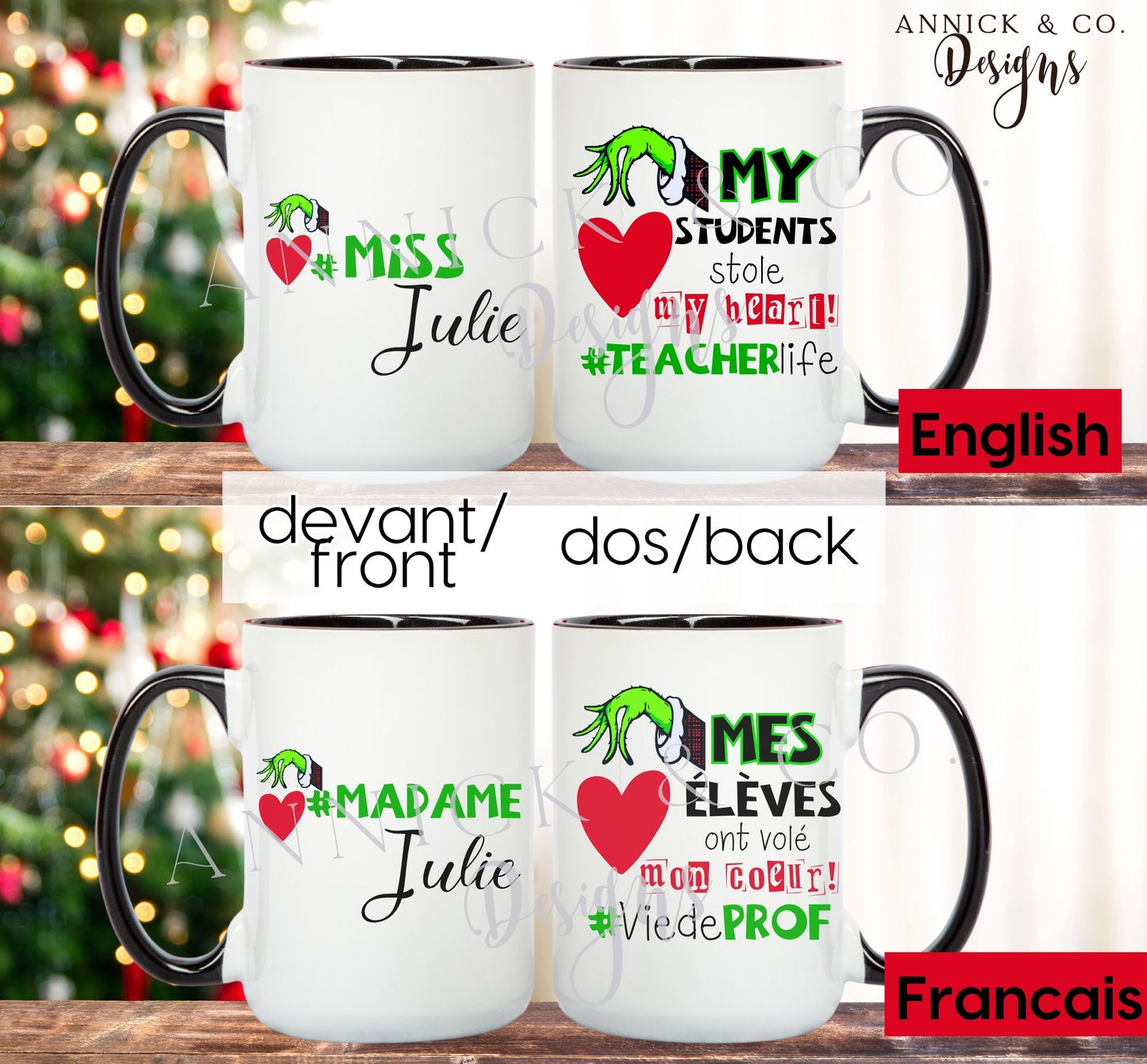 15oz Custom The Grinch for teacher Mug 