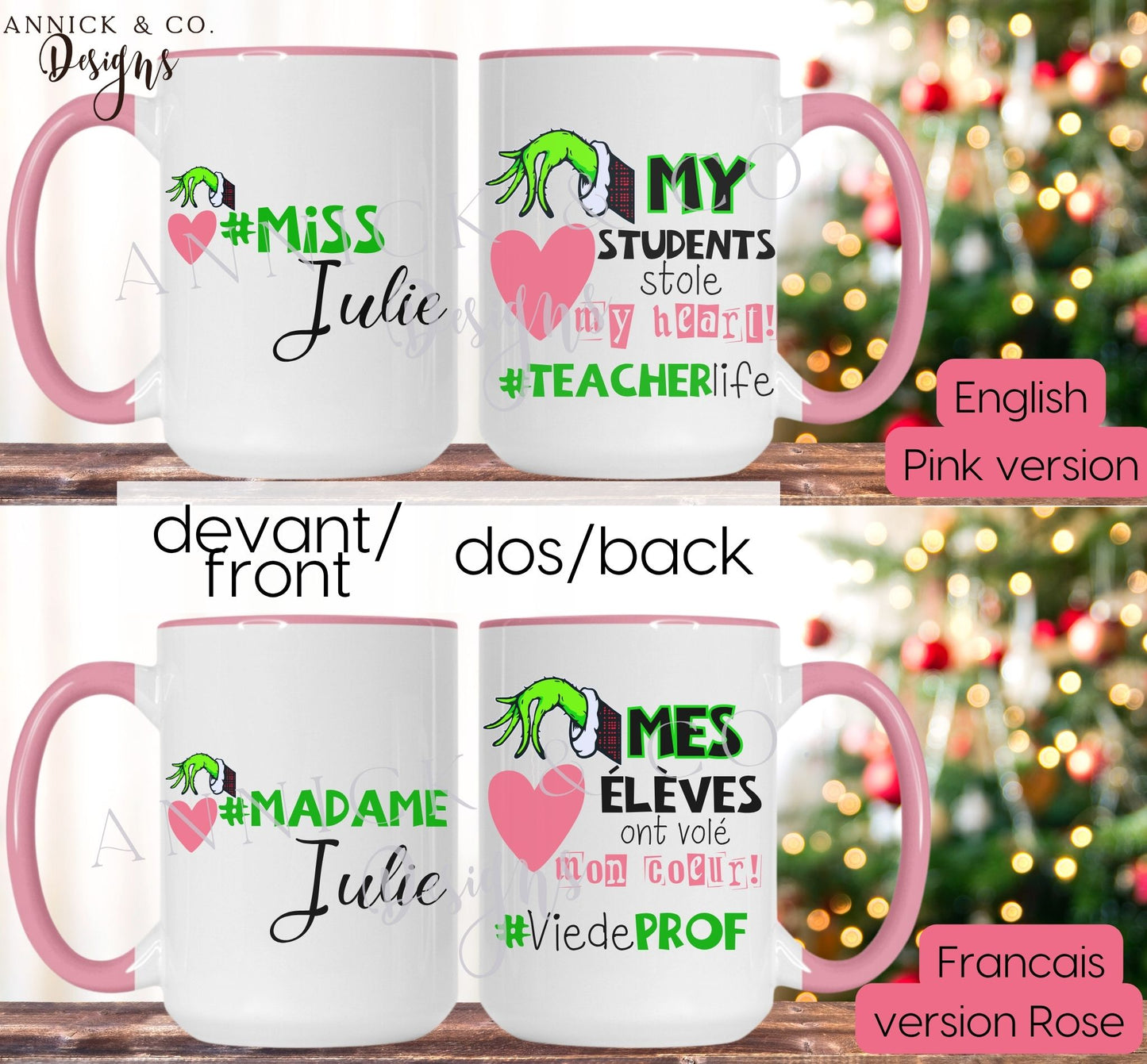 15oz Custom The Grinch for teacher Mug 