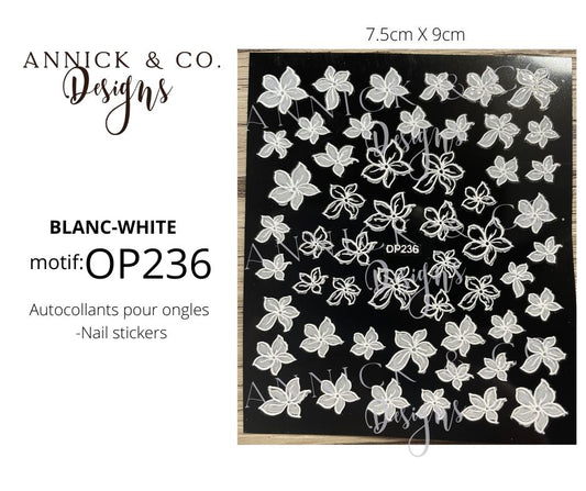 Autocollants pour ongles fleurs blanches